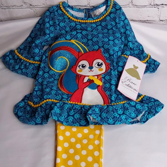 Rare Editions Other - 'RARE EDITIONS' TOP & PANTS SQUIRREL OUTFIT 2-PIECE SET